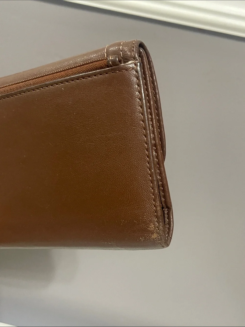 Coach Leather Brown Clutch Tri Fold Wallet